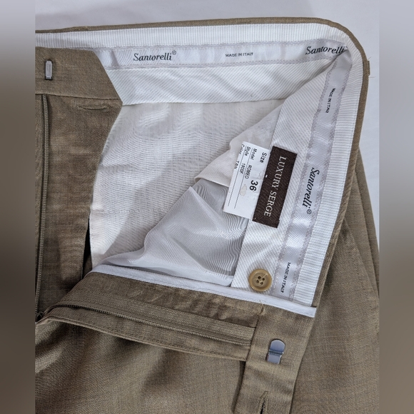 NWT! Santorelli Luxury Sedge Romeo Trousers 100% Virgin Wool in Tan Suze 36 - Picture 7 of 15